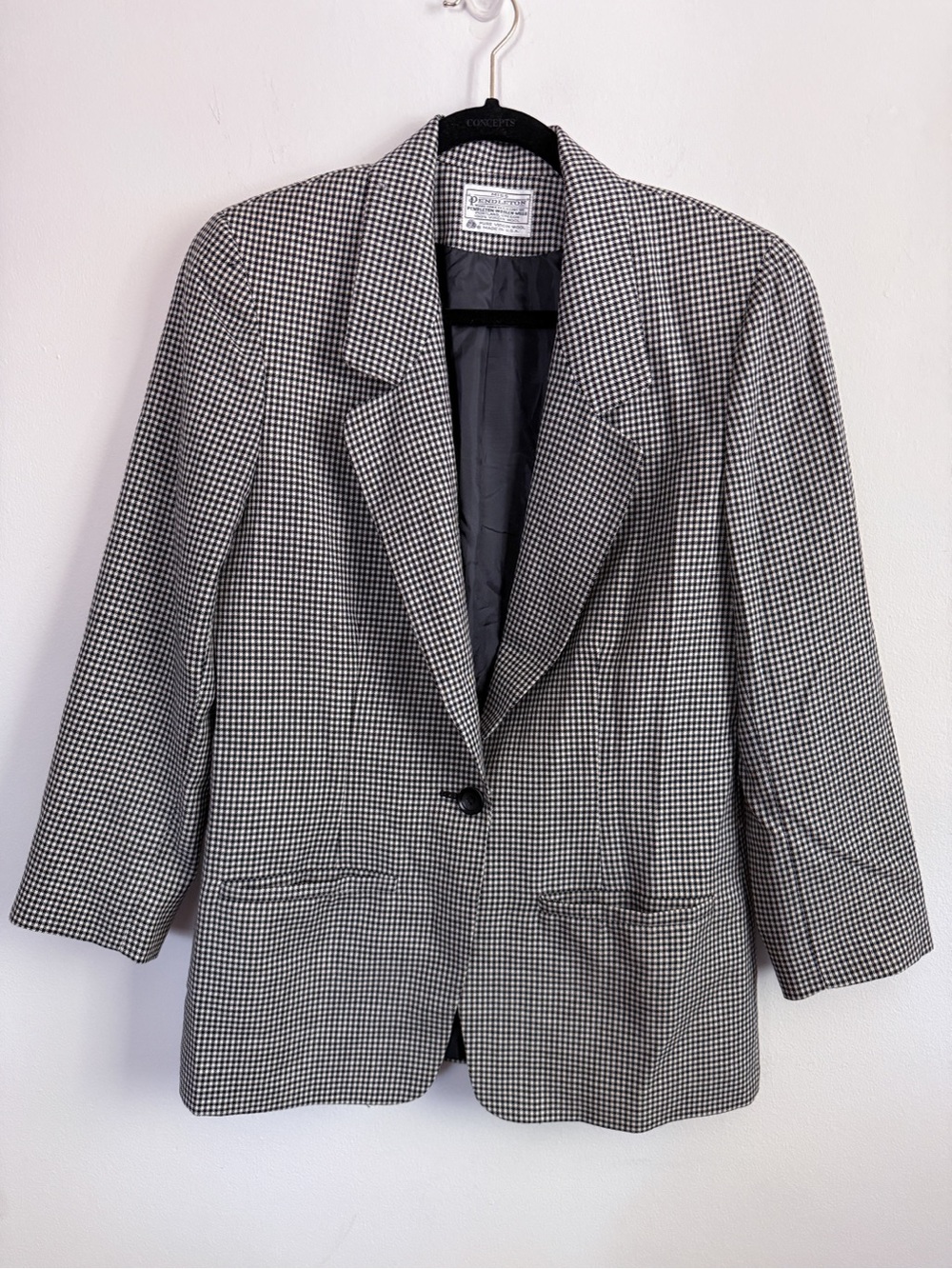 Vintage Miss Pendleton 100% Virgin Wool Houndstooth Blazer size 8